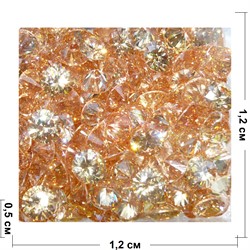 Кабошоны 12 мм «бриллиант» из оранжевого стекла - фото 166441