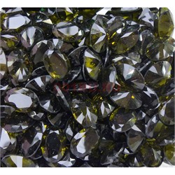 Кабошоны 10x14 овальные граненые из стекла оливкового цвета - фото 166518