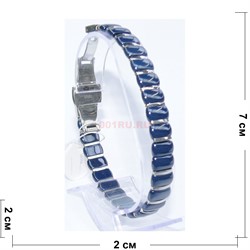 Мужской браслет (P-885) из синей керамики под серебро - фото 167070