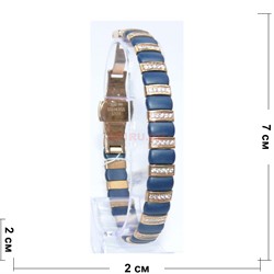 Мужской браслет (P-892) из синей матовой керамики под золото - фото 167104