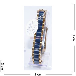 Мужской браслет (P-893) из синей керамики под золото - фото 167128
