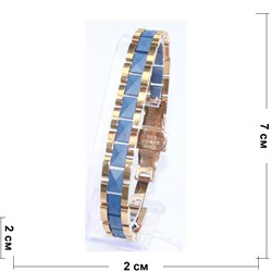 Мужской браслет (P-896) из синей матовой керамики под золото - фото 167145