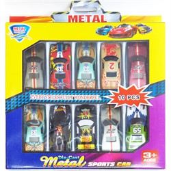 Набор игрушечных машинок Metal Sports Car 10 шт - фото 168014
