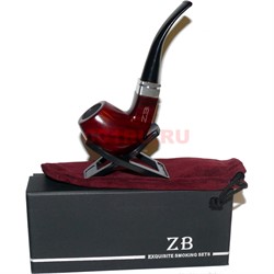 Трубка курительная ZB-014 деревянная с подставкой и чехлом - фото 169561