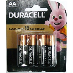 Батарейки щелочные Duracell AA (цена за 4 батарейки) - фото 170937