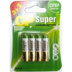 Батарейки алкалиновые GP Super AAA (цена за 4 батарейки) - фото 170939