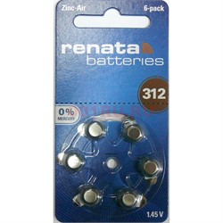 Элемент питания renata batteries ZA312 (для слуховых аппаратов) по 6 шт/уп - фото 170954
