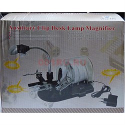 Auxiliary Clip Desk Lamp Magnifier Лупа третья рука (HY-7761) с подсветкой и подставкой под паяльник - фото 171182