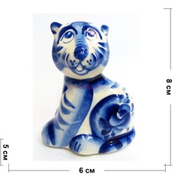 Фигурка Лидер (13) гжель синяя тигр Символ 2022 года - фото 171870