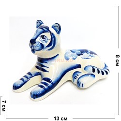Фигурка Шерхан синяя гжель Тигр Символ 2022 года - фото 171874