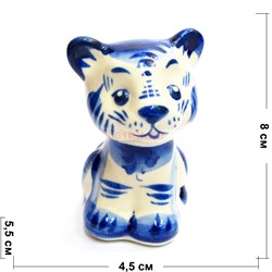 Фигурка Яшка (5) гжель синяя Тигр Символ 2022 года - фото 171938