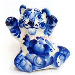 Фигурка Ленивец гжель синяя Тигр Символ 2022 года - фото 171951