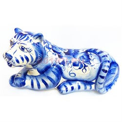 Фигурка Арно гжель синяя Тигр Символ 2022 года - фото 171981