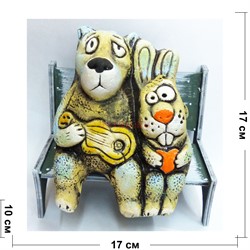 Фигурка заяц и волк (KN-00-43) сидящие из шамота - фото 172002