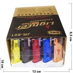 Зажигалка пьезо металлическая JR-801 цветная 50 шт/уп турбированная - фото 173536