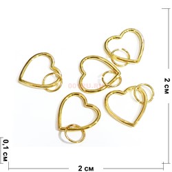 Подвеска сердце под золото 2,4 см - фото 174131