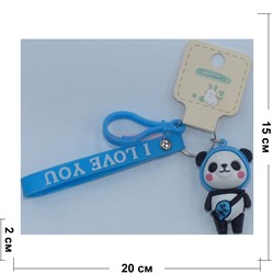 Брелок резиновый с карабином «панда» 12 шт/уп - фото 176041