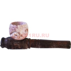 Трубка курительная «малышка» дерево-камень 7,5 см - фото 176238
