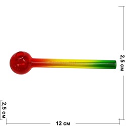 Трубка стеклянная D&K курительная цветная 25 мм диаметр 12 см длина - фото 176267