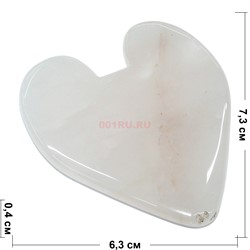 Гуаша сердце из розового кварца 7,3 см - фото 176987