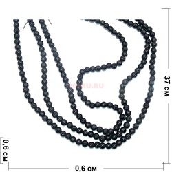 Нитка бусин из черного нефрита 6 мм круглые - фото 177001