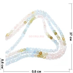 Нитка бусин из берилла граненые 6x6 мм - фото 177023