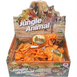 Игрушка пластиковая мягкая Тигр Jungle Animal 12 шт/упаковка - фото 177923