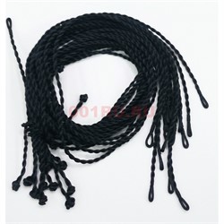 Нить черная 3 мм для шнурка гайтана 65 см шелковая (греческий шелк) - фото 178029
