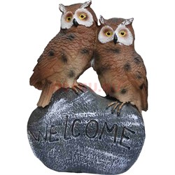Две совы на камне Welcome (KL-406) из полистоуна - фото 178318