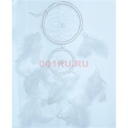 Ловец снов белого цвета с перьями 11 см диаметр круга 12 шт/упаковка - фото 178346
