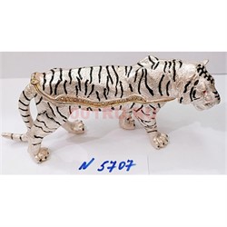 Шкатулка со стразами Тигр белый (5707) металлическая символ 2022 года - фото 178541