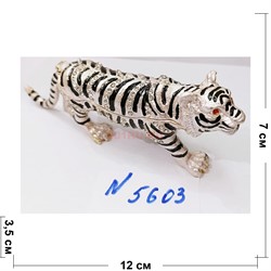 Шкатулка со стразами Тигр белый (5603) металлическая символ 2022 года - фото 178548
