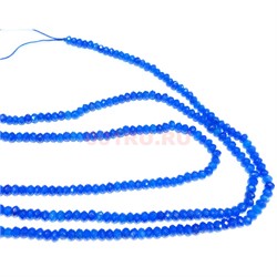 Нитка бусин граненая рондель из синего агата 38 см - фото 179647