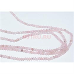 Нитка бусин граненая рондель из светло-розового кварца 38 см - фото 179651