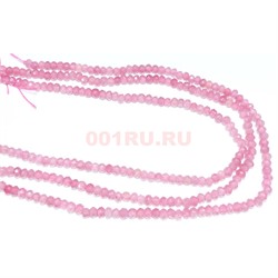 Нитка бусин граненая рондель из розового кварца 38 см - фото 179657