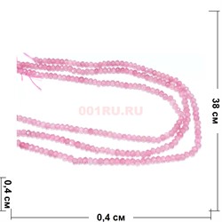 Нитка бусин граненая рондель из розового кварца 38 см - фото 179658