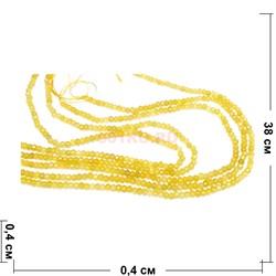 Нитка бусин граненая рондель из желтого агата 38 см - фото 179698