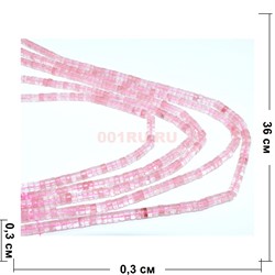 Нитка бусин таблетка из розового кварца 36 см - фото 179776