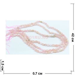 Нитка бусин из розового кварца овальная 42 см - фото 179894