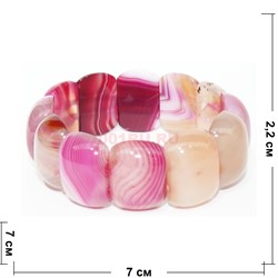 Браслет из цветного розового агата (размер пластины 22x7x15 мм) - фото 181057