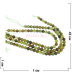 Нитка бусин 10 мм из зеленого граната 45 см - фото 181293