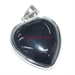 Подвеска сердце из черного агата 2,5 см - фото 181912