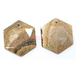 Минерал шестиугольный песочная яшма 3 см с дырочкой для шнурка - фото 181992
