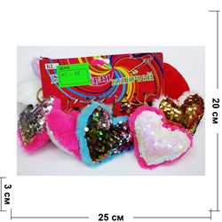 Брелок пушистый (KS-81) сердце с пайетками 12 шт/упаковка - фото 182905
