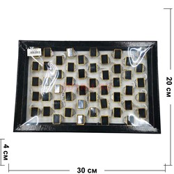 Кольца под черный камень (KL-1131) прямоугольные 50 шт/упаковка - фото 184325