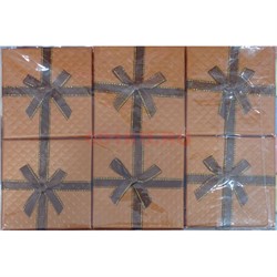 Подарочная коробка с бантиком квадратная (9x9 см) для украшений коричневая 6 шт/уп - фото 184693