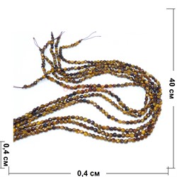 Нитка бусин 4 мм из тигрового глаза граненого - фото 186103