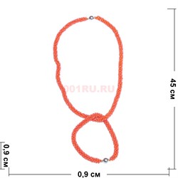 Набор 2-в-1 бусы и браслет (диаметр 0,9 см) из красного циркона на магнитной застежке 45 см - фото 186222