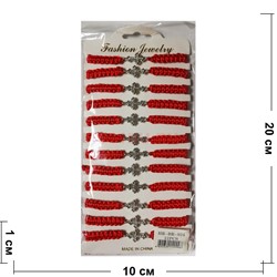 Браслет (BR-924) с толстой красной ниткой Крест 12 шт/уп - фото 187229