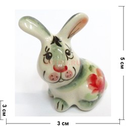 Фигурка из цветной гжели Кролик 5 см Символ 2023 года - фото 187402